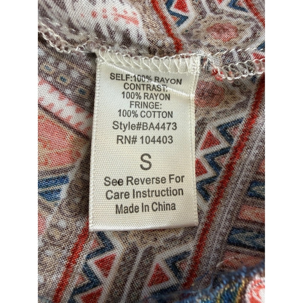 Blu Pepper Boho Embroidered Tunic Top Tribal Print Peasant Small Flowy - Picture 8 of 10